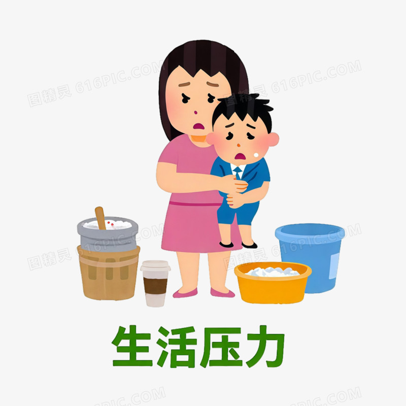 生活压力带孩子ai免抠元素