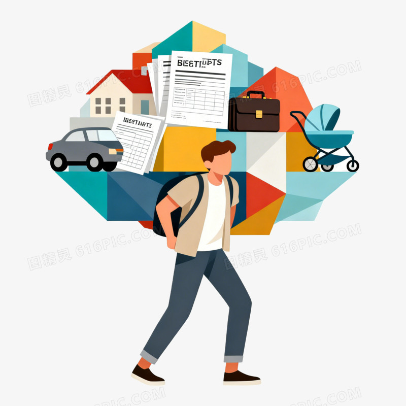 现代生活压力山大ai免抠元素