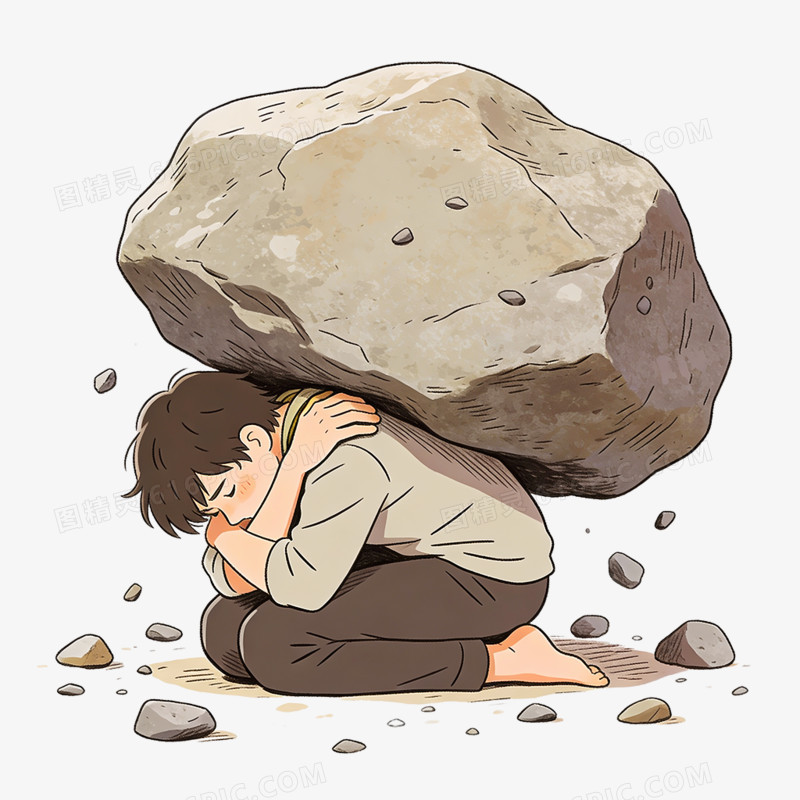 卡通手绘心理压力大免抠元素