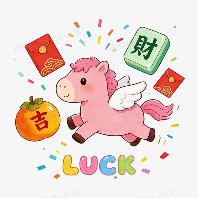 扁平风飞行小马免抠元素