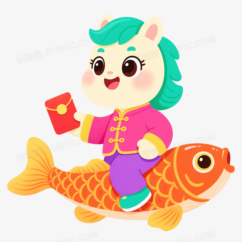 卡通手绘彩色小马IP形象免抠素材