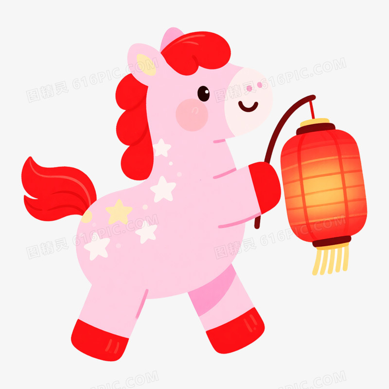 卡通手绘星星彩色小马形象免抠素材