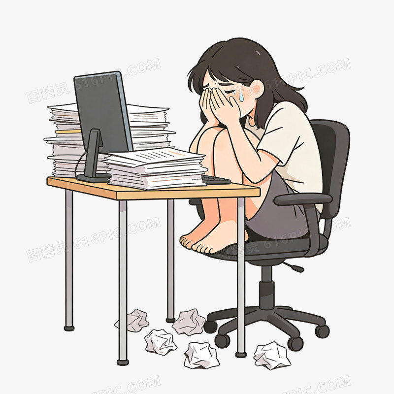 卡通手绘心理压力大免抠元素