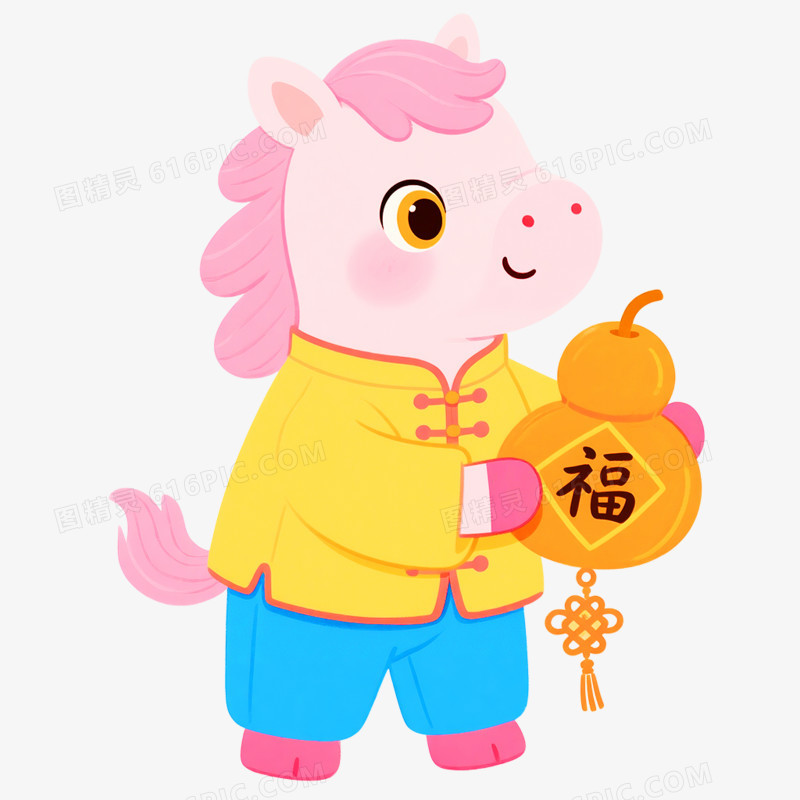 卡通手绘彩色小马IP形象免抠素材