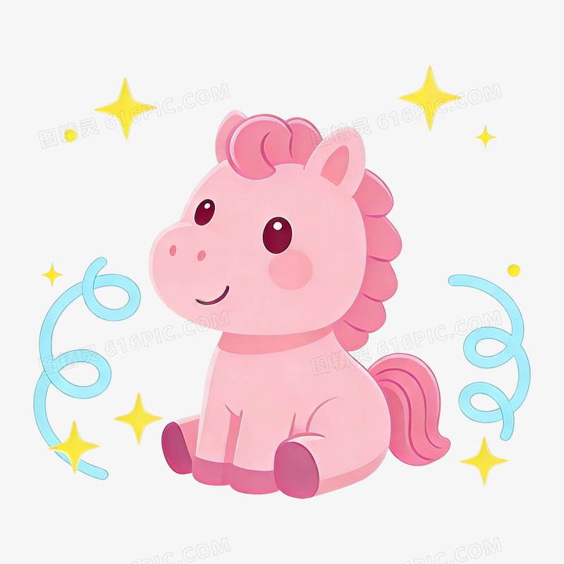 扁平风可爱小马免抠元素