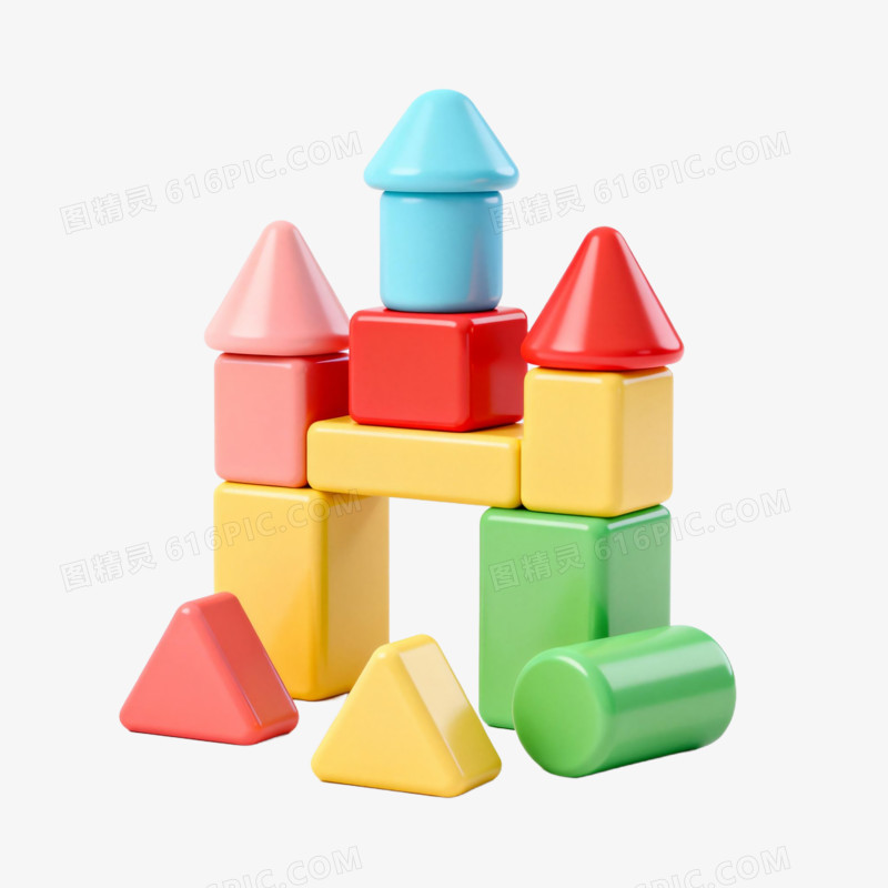 3D卡通积木益智玩具免抠元素