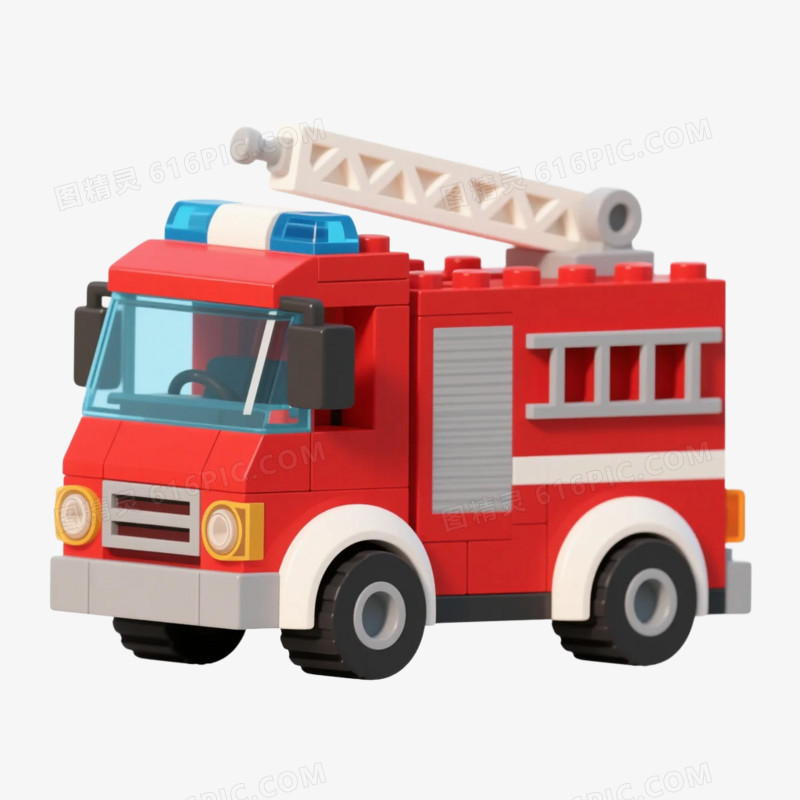 乐高实物儿童益智玩具消防车免抠元素