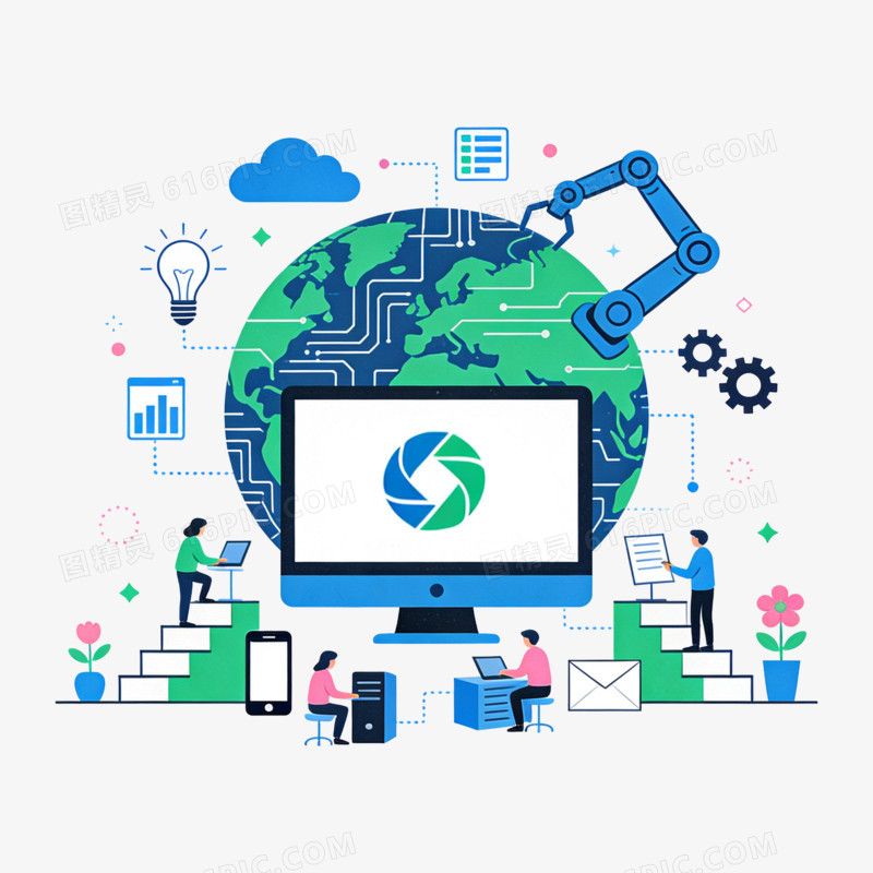 扁平风未来社会科技免抠元素