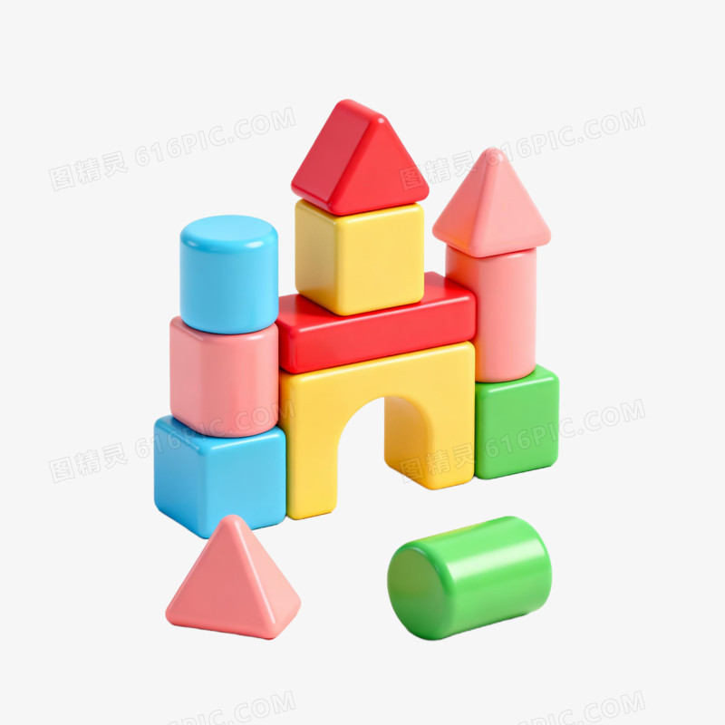 3D卡通积木益智玩具免抠元素