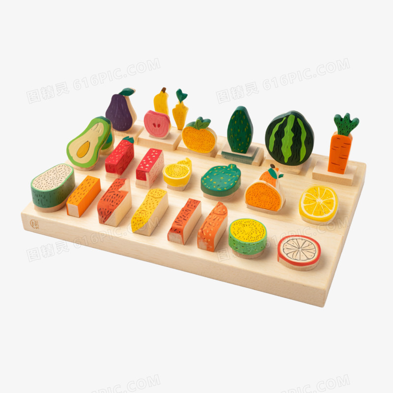 实拍木制蔬菜水果切切乐免抠元素