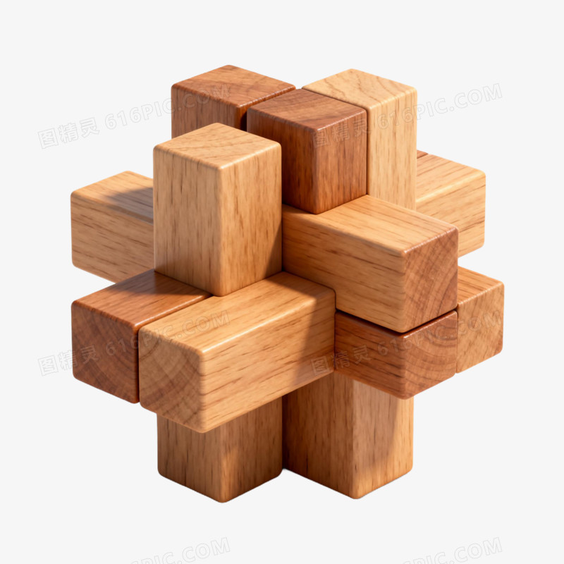 3D卡通孔明锁益智玩具免抠元素