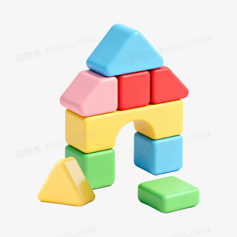 3D卡通积木益智玩具免抠元素