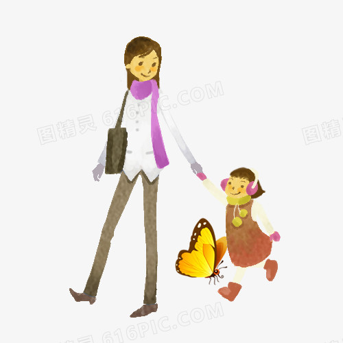 妈妈牵着孩子