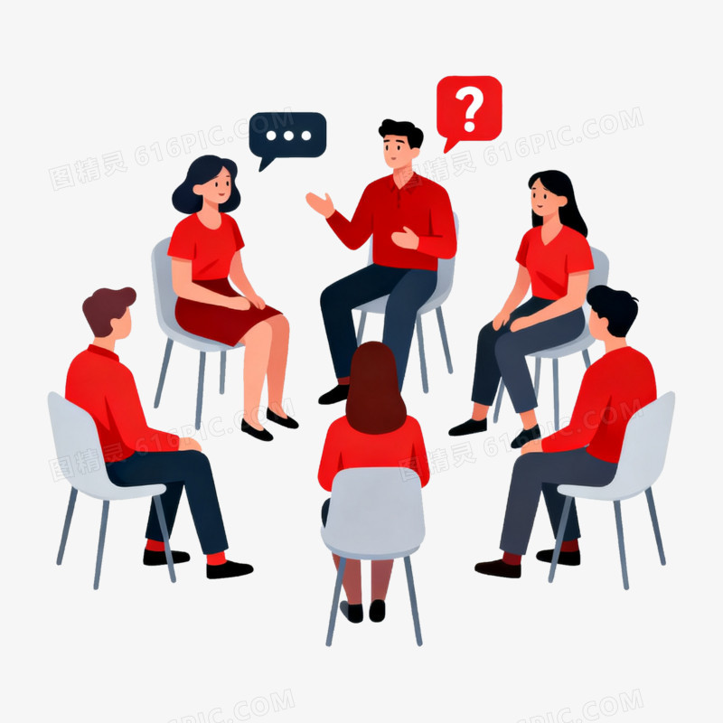 扁平风办公室员工开会讨论免抠元素