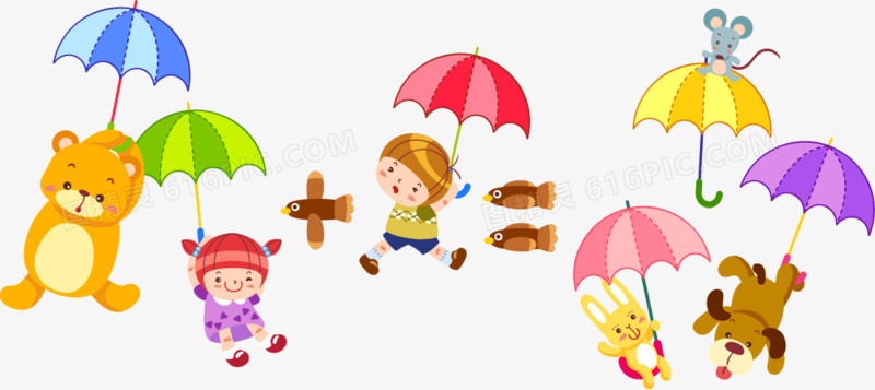 卡通可爱动物彩色雨伞