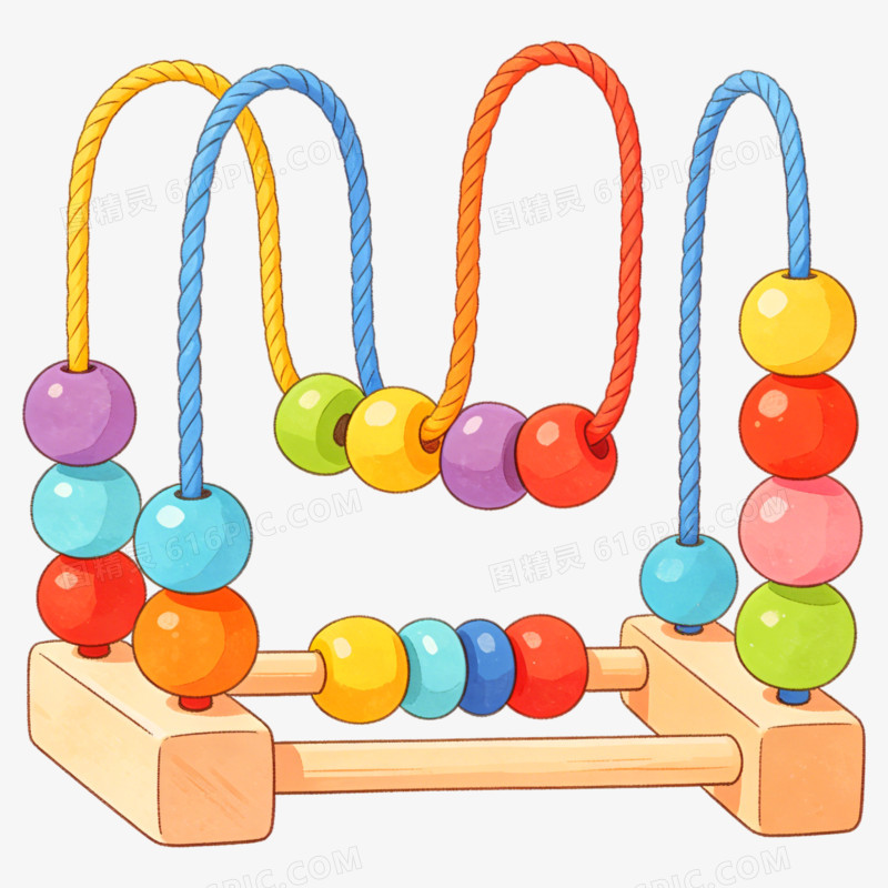 卡通手绘风儿童益智类玩具串珠免抠元素