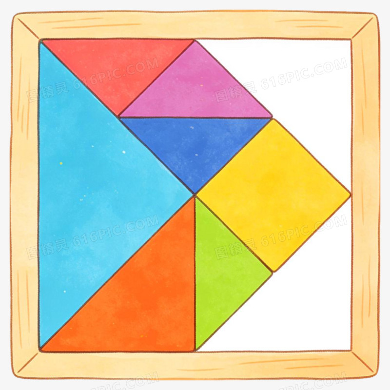 卡通手绘风儿童益智类玩具七巧板免抠元素