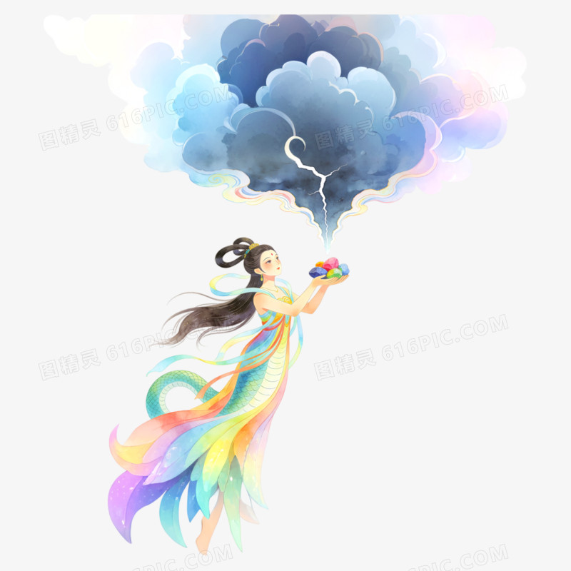 卡通神话故事神话传说女娲补天免抠元素图片免费下载_PNG素材_编号1pkirk4n6_图精灵