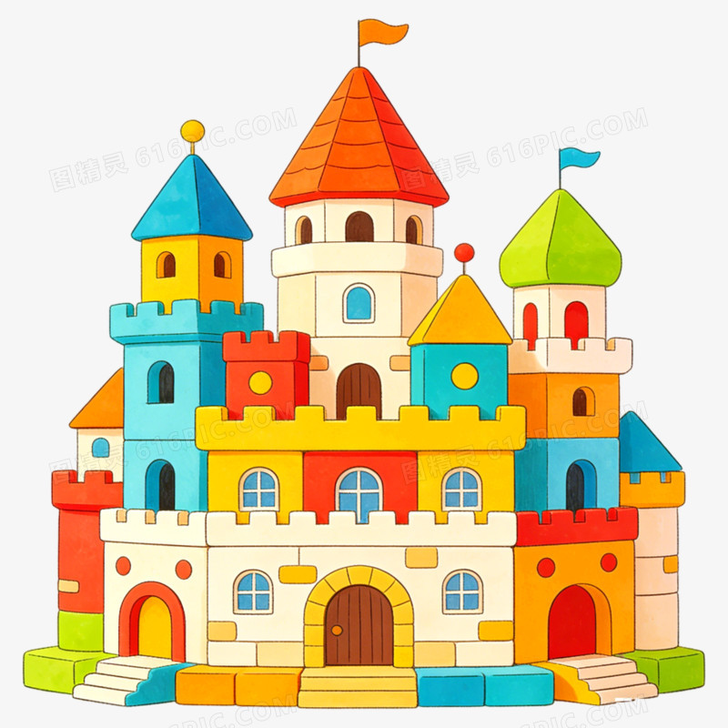 卡通手绘风儿童益智类玩具积木免抠元素