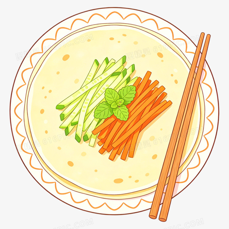 卡通手绘小清新春天春卷食物美食免抠元素