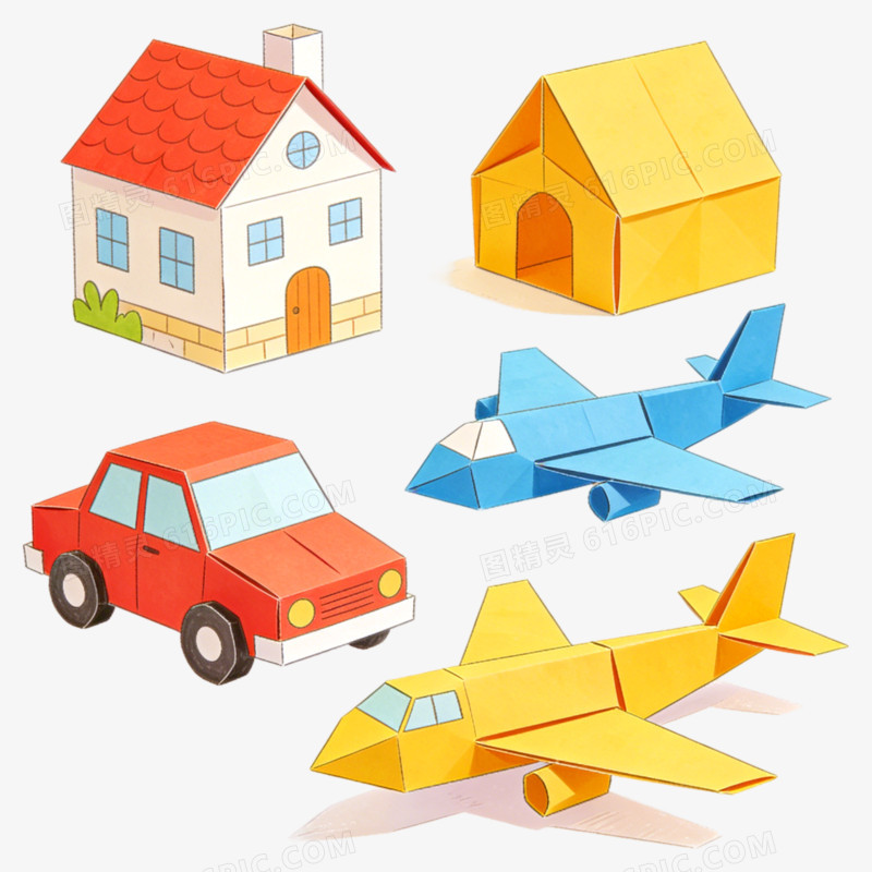 卡通手绘风儿童益智类玩具折纸免抠元素