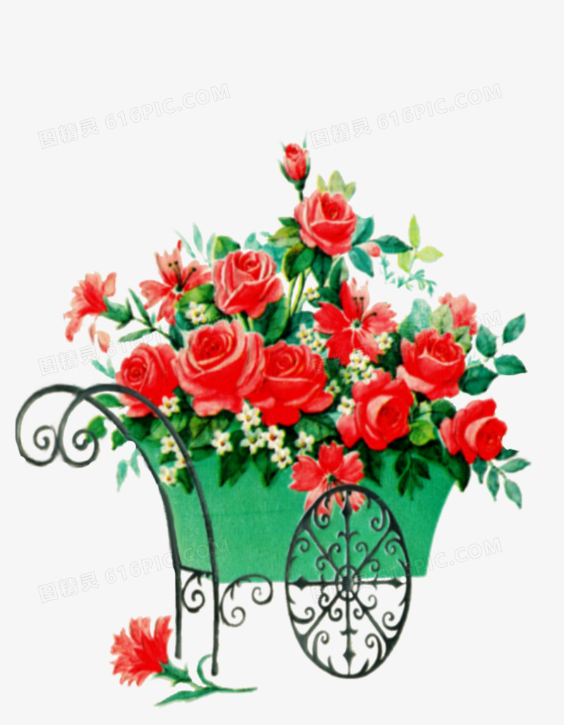 鲜花背景素材背景素材 唯美红色花车