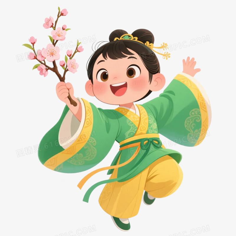 卡通插画风春季立春春游免抠元素