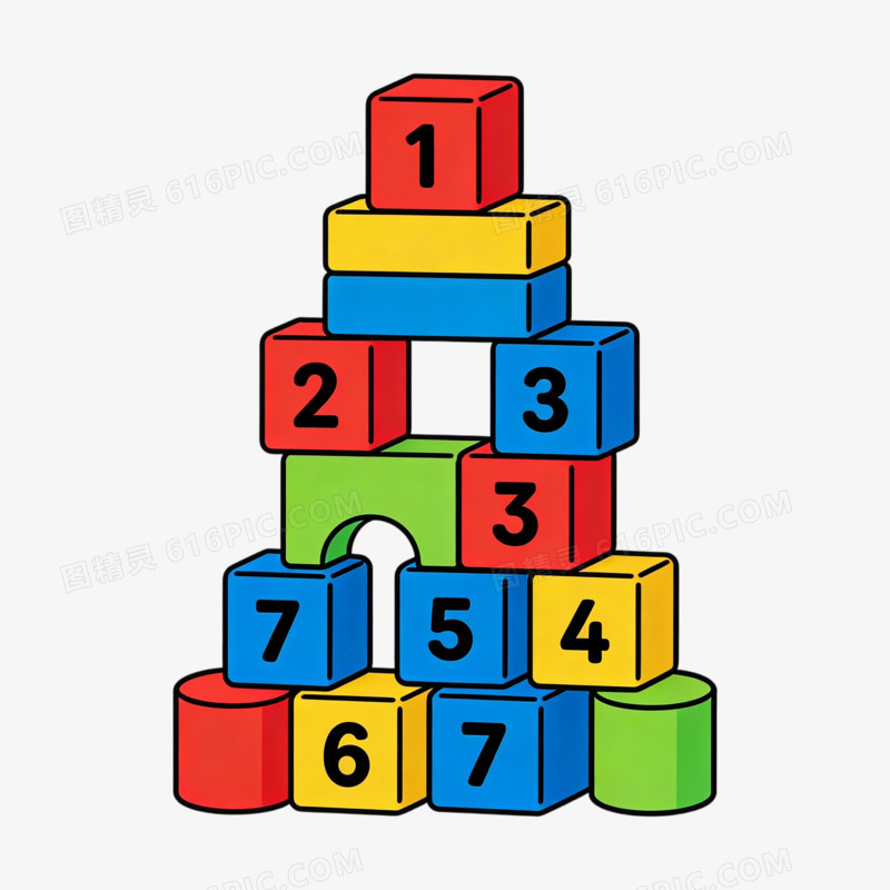 卡通彩色积木塔玩具