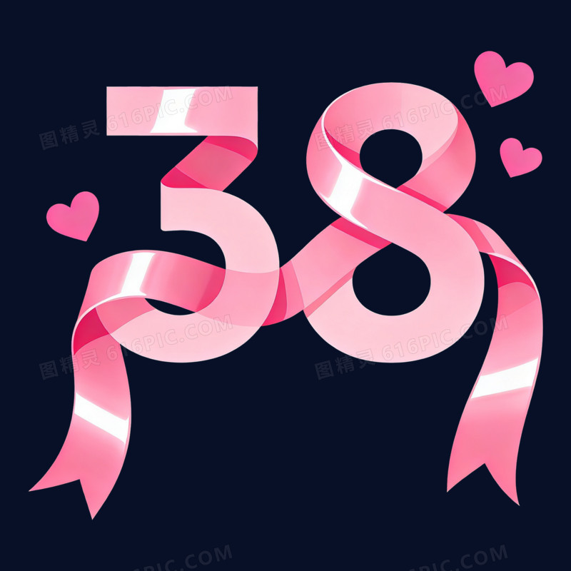 扁平风妇女节38数字免抠元素