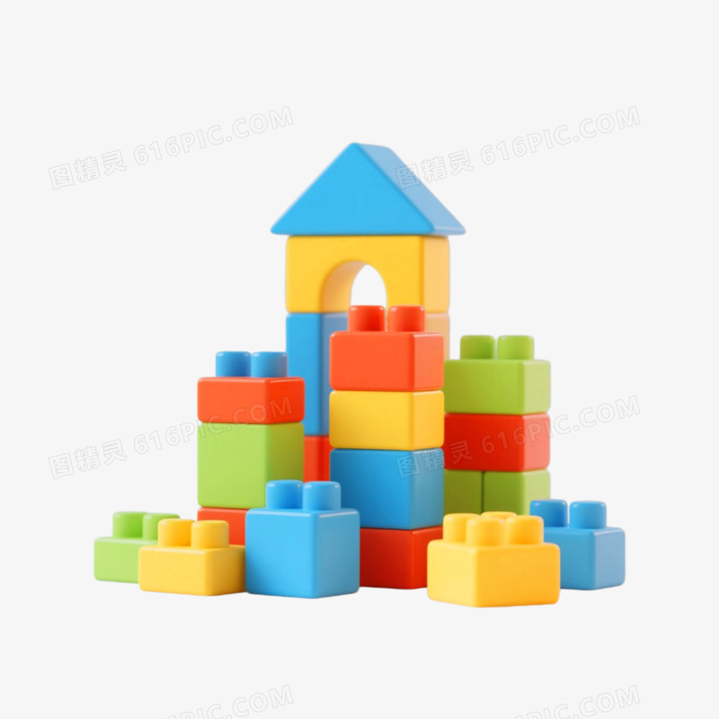 3d插画风格益智玩具积木免抠元素