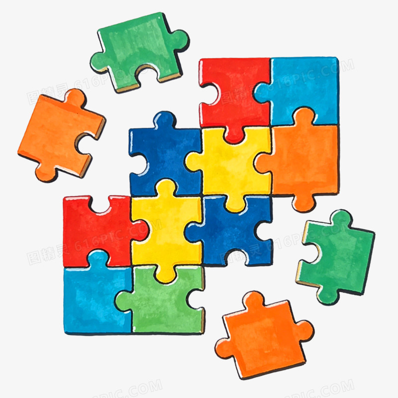 3d插画风格益智玩具拼图免抠元素