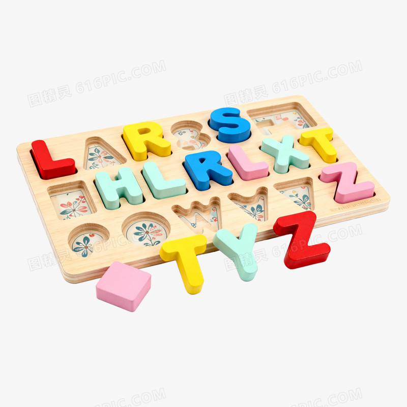 实拍风木质字母拼图免抠元素