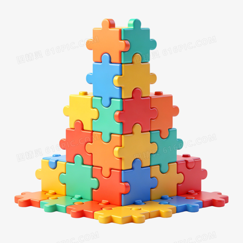 3d插画风格益智玩具拼图免抠元素