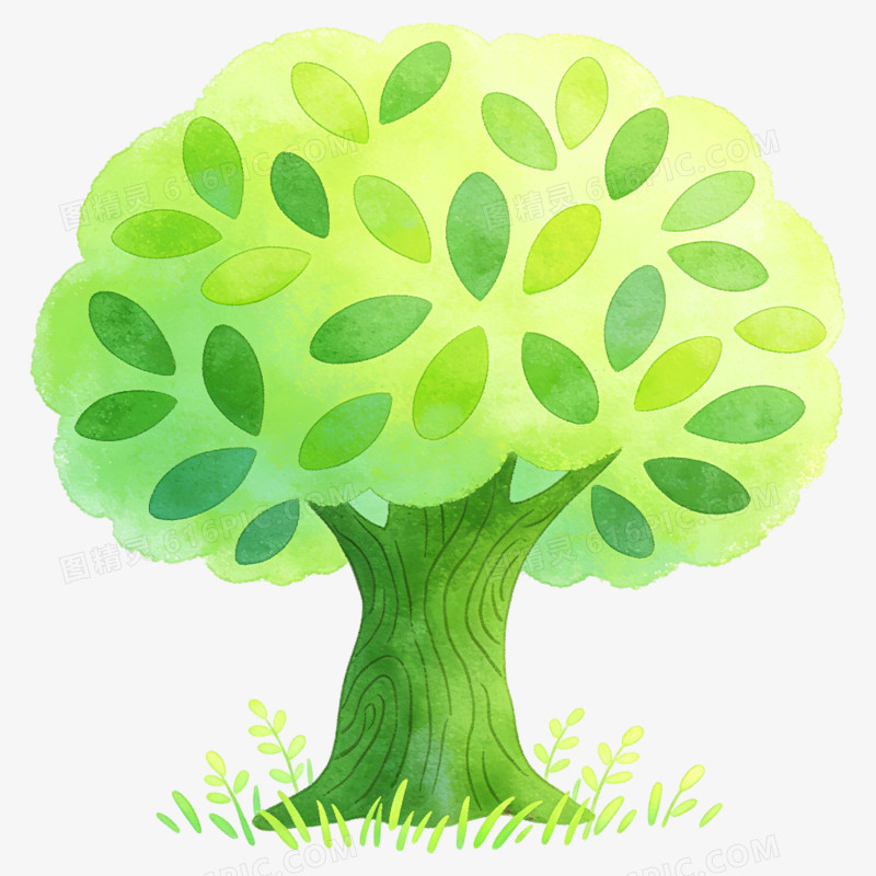 手绘创意一棵大树免抠元素