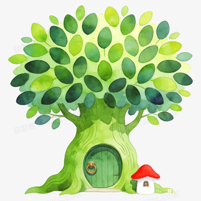 手绘创意一棵大树免抠元素