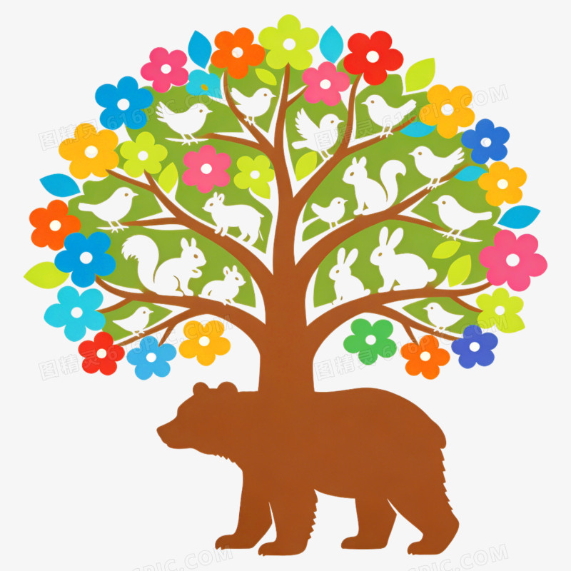 手绘创意一棵大树免抠元素