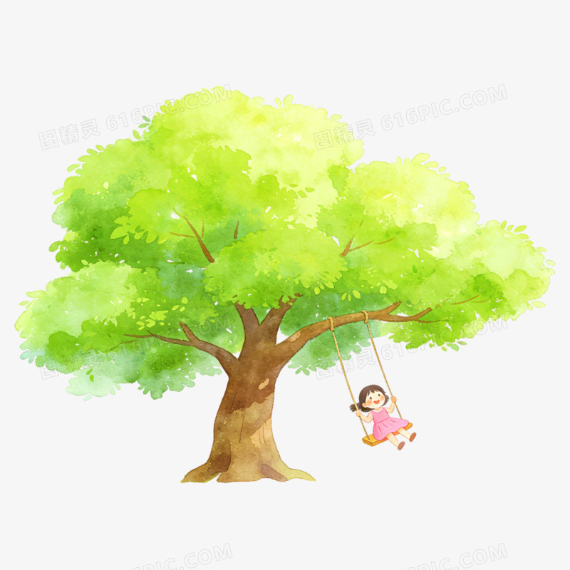 手绘创意一棵大树免抠元素