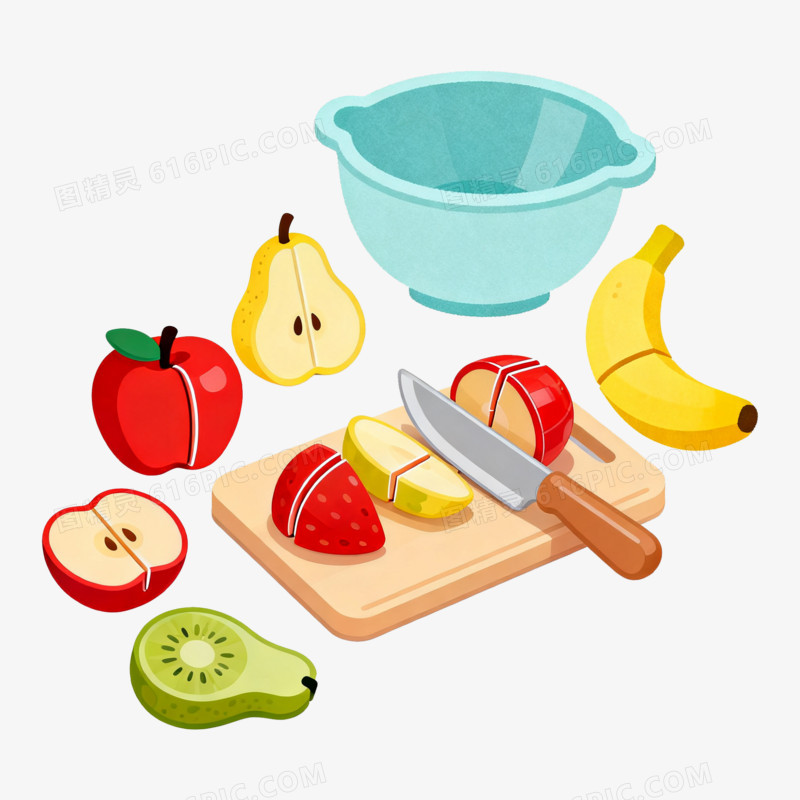 扁平风水果切切乐免抠元素