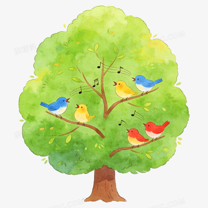 手绘创意一棵大树免抠元素