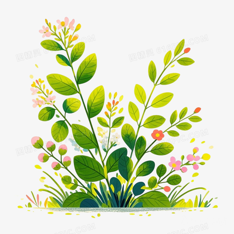 彩色卡通立春节气免抠元素