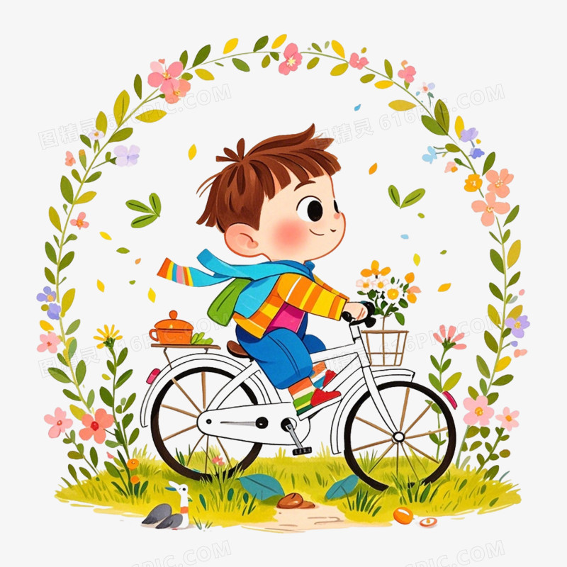 彩色卡通立春节气免抠元素