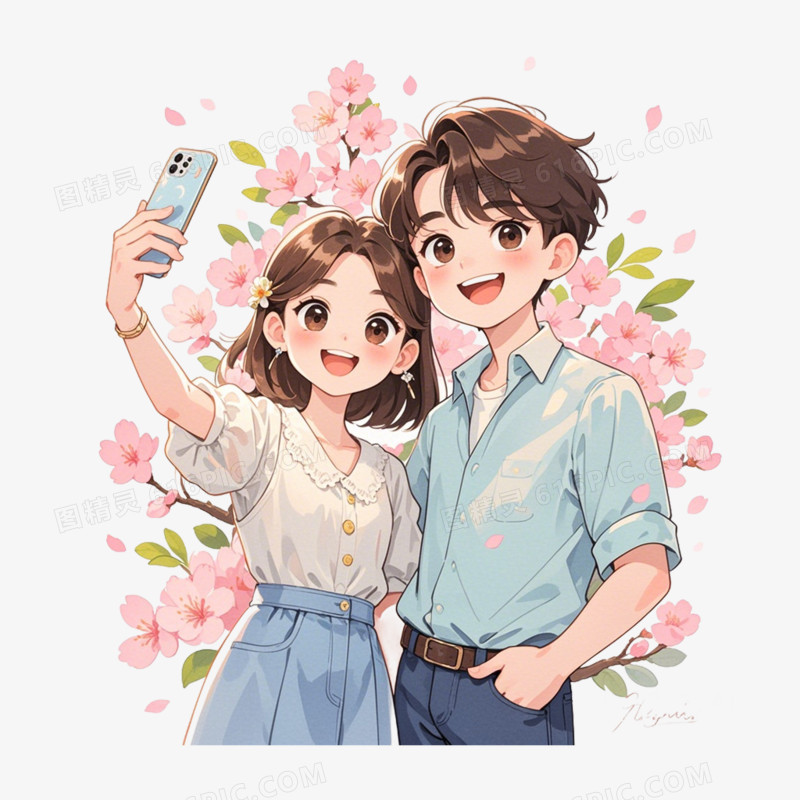 彩色卡通立春节气免抠元素