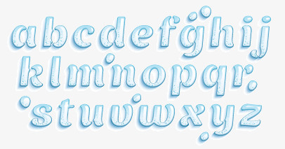 26个水珠字母设计矢量素材
