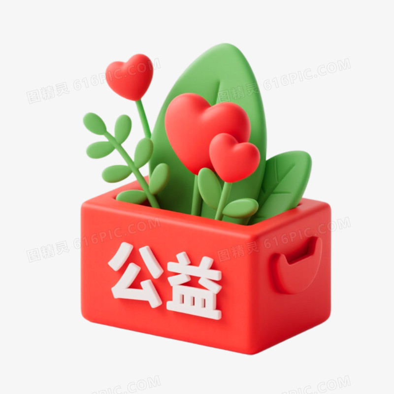 C4D插画风格一个公益捐赠箱免抠元素