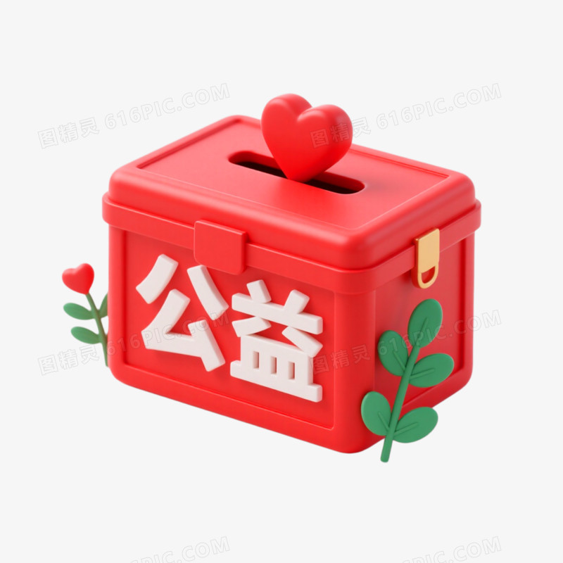 C4D插画风格一个公益捐赠箱免抠元素