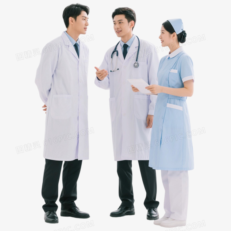 摄影实景风格医生护士讨论免抠元素