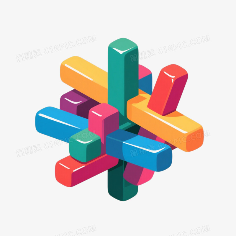 插画风格益智类孔明锁玩具免抠元素