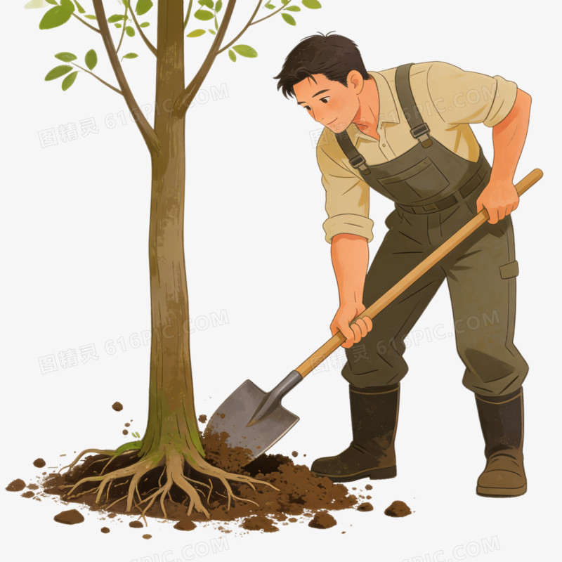 卡通手绘风植树节免抠元素