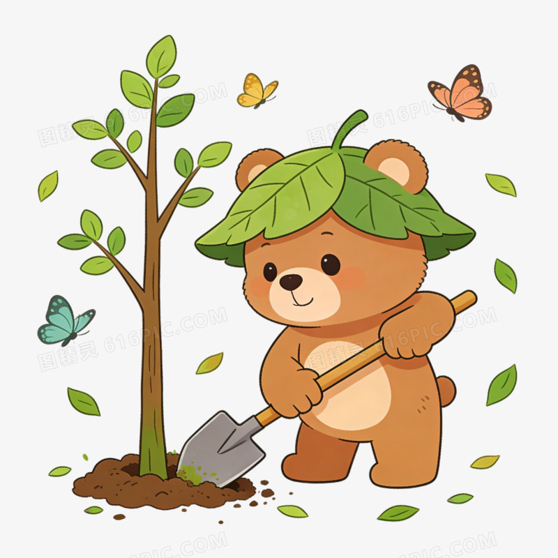 卡通手绘风植树节免抠元素