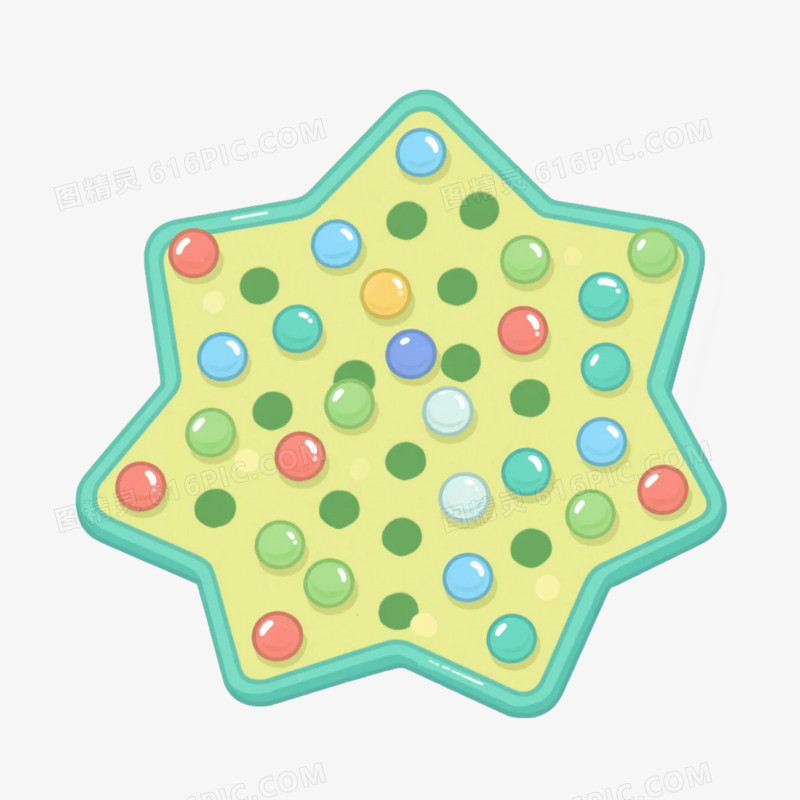 卡通插画风儿童益智玩具玻璃球跳棋免抠元素